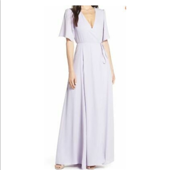 WAYF The Aurelia Sleeve Wrap Dress Gown